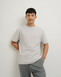 Camiseta en algodón sostenible holgada gris claro para hombre