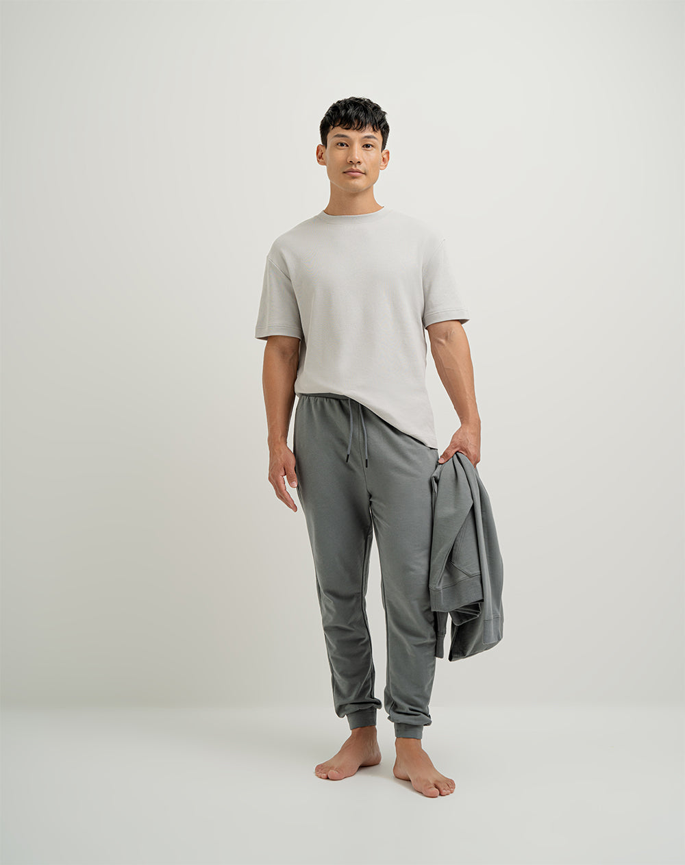 Camiseta algodón holgada gris claro hombre