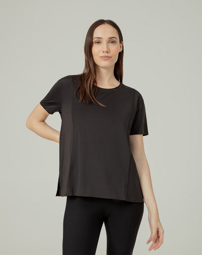 Camiseta deportiva mujer control humedad negra