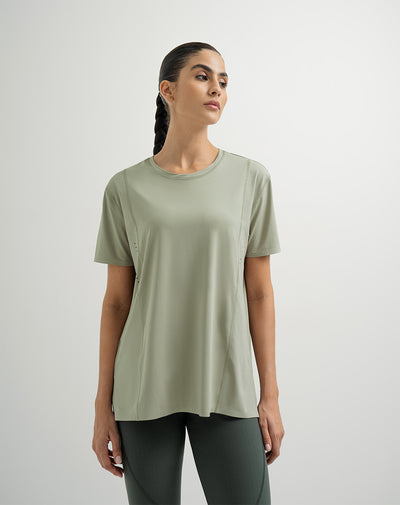 Camiseta deportiva mujer control humedad verde