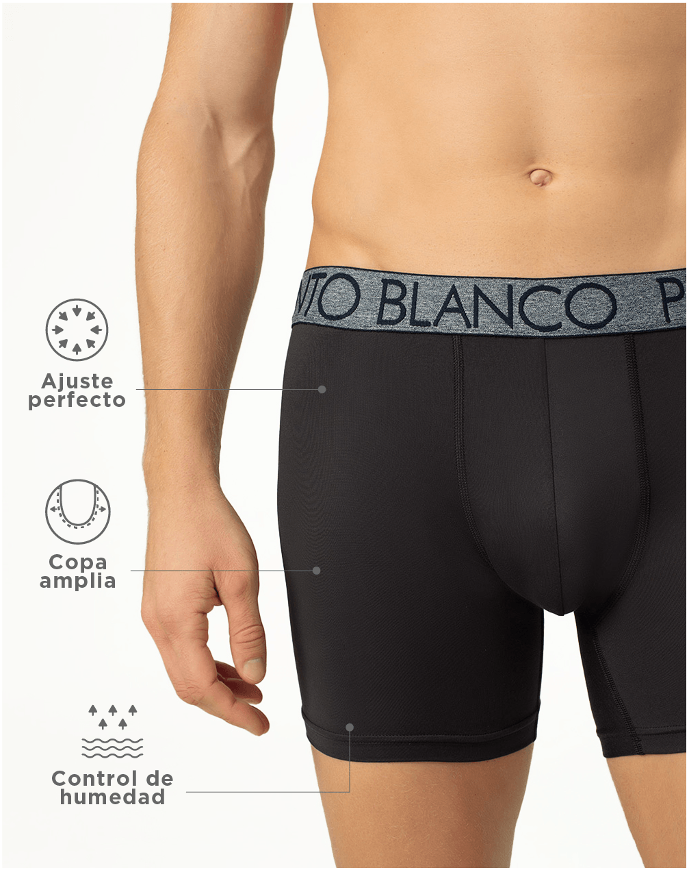 Bóxer deportivo medio microfibra copa amplia negro