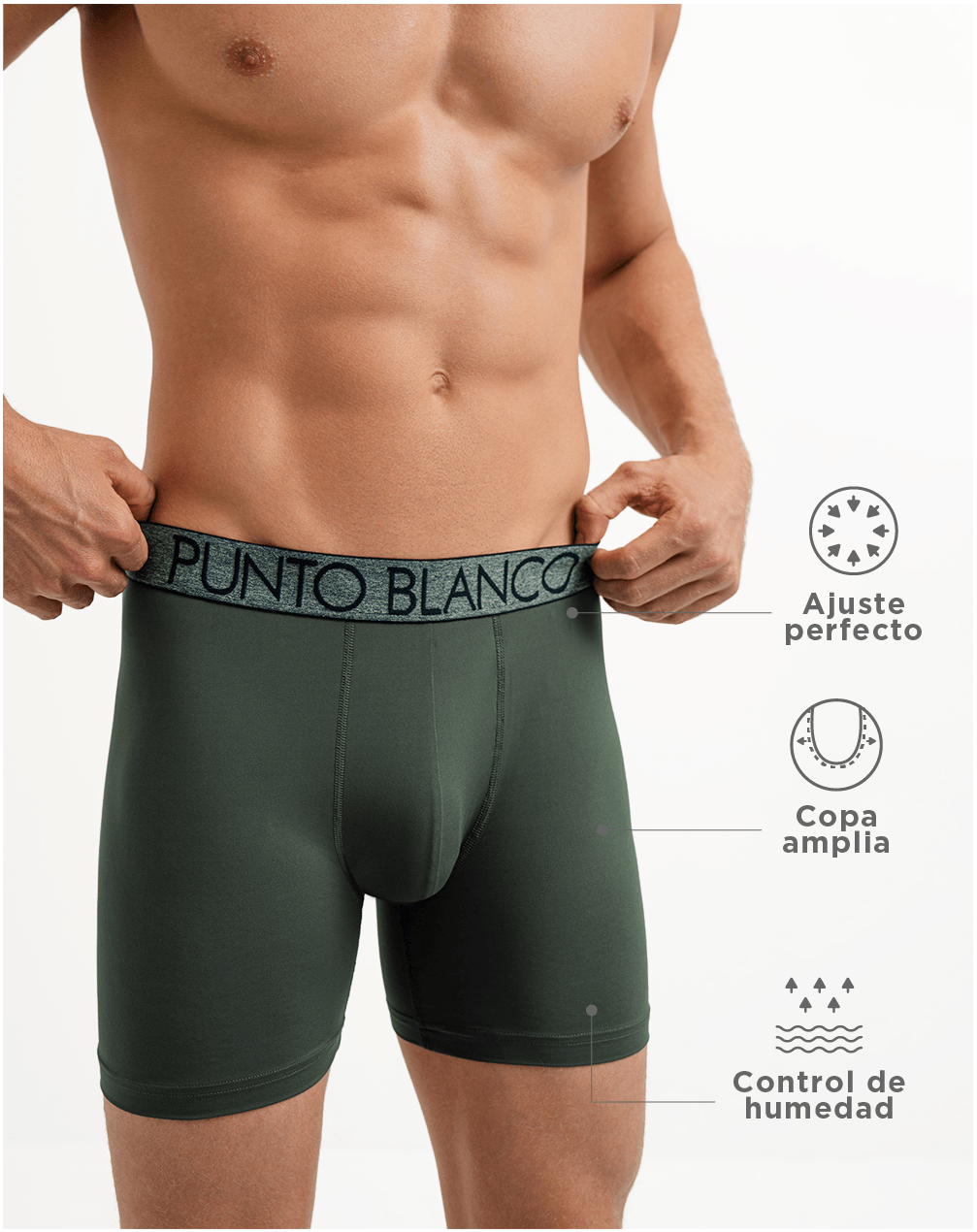 Bóxer deportivo largo microfibra copa amplia verde