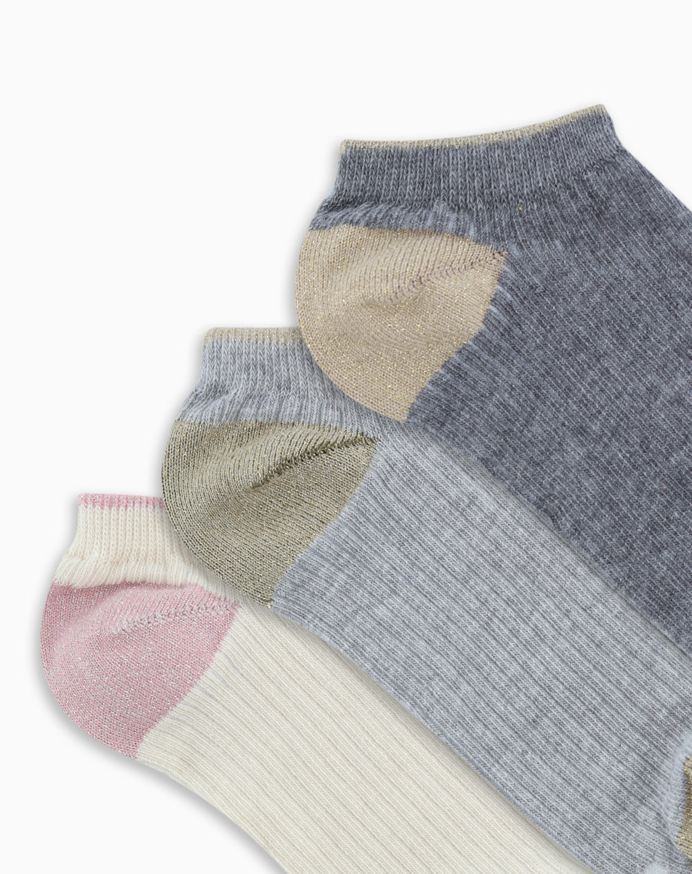 Medias mujer tobilleras cortas en algodón pack x3unds surtidas