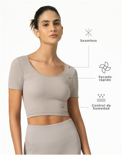 Camiseta deportiva mujer control humedad cáfe