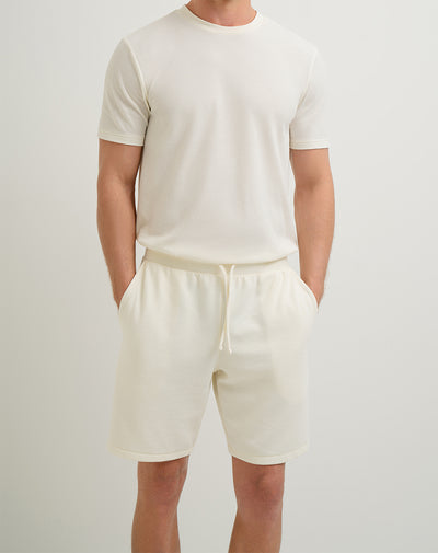 Bermuda en algodón sostenible semi ajustada crema para hombre