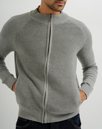 Suéter regular tejido de punto algodón gris hombre