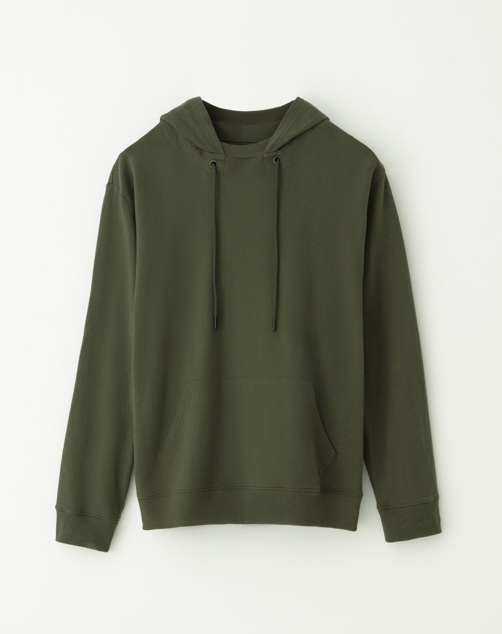 Buzo en algodón sostenible bolsillo frontal y capucha verde para hombre