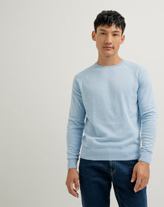 Suéter regular tejido de punto algodón azul hombre