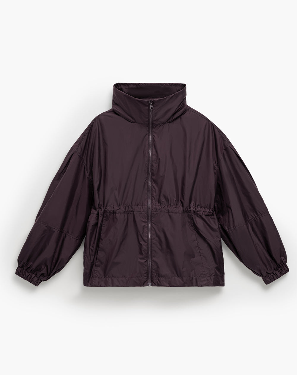 Chaqueta rompevientos oversize vinotinto mujer