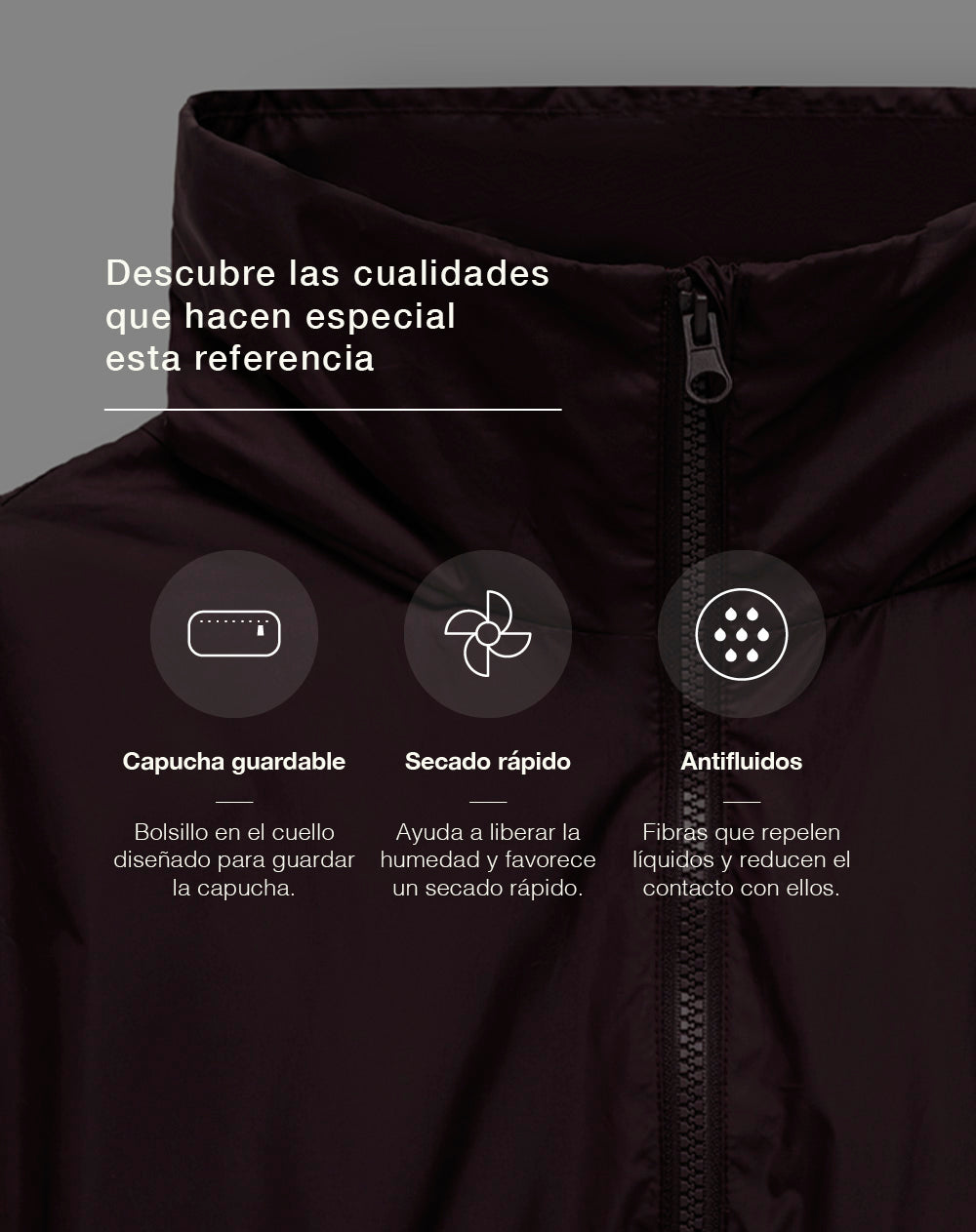 Chaqueta rompevientos oversize vinotinto mujer