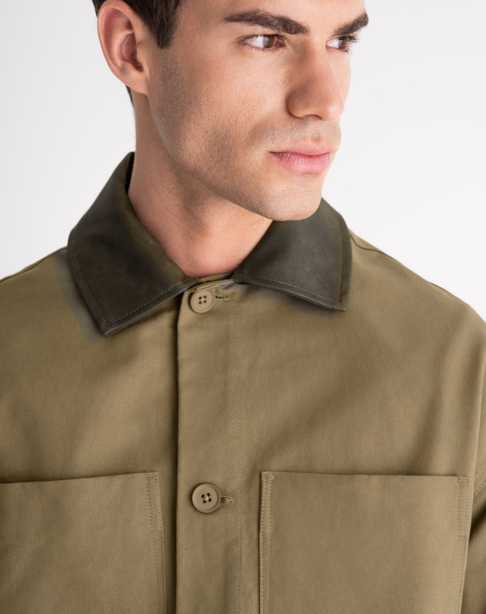 Chaqueta regular fit sin capucha en drill café