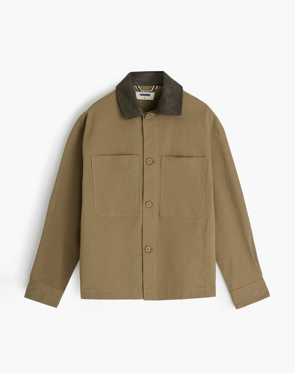 Chaqueta regular fit sin capucha en drill café