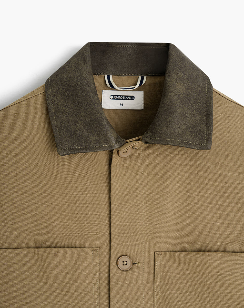 Chaqueta regular fit sin capucha en drill café