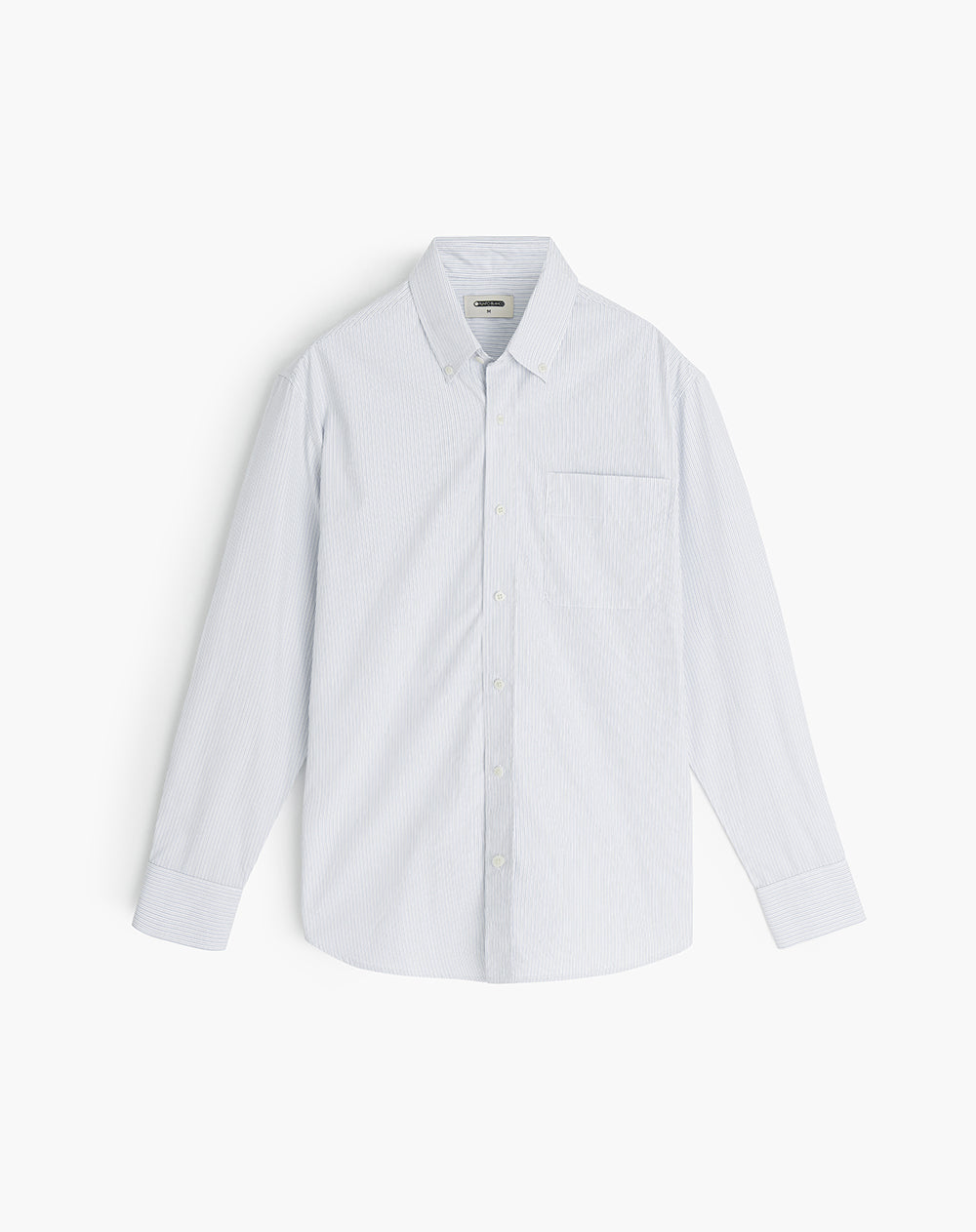 Camisa relaxed fit manga larga blanca con rayas