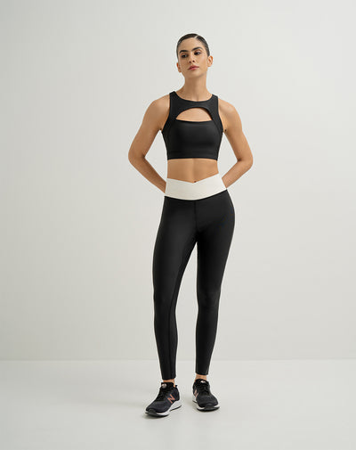 Legging deportivo control humedad negro para mujer