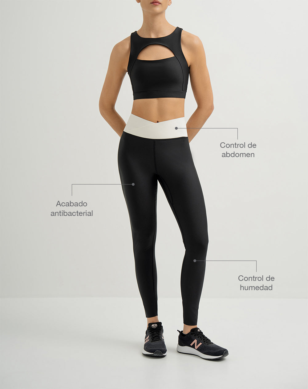 Legging deportivo control humedad negro mujer
