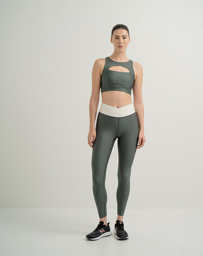 Legging deportivo control humedad verde para mujer