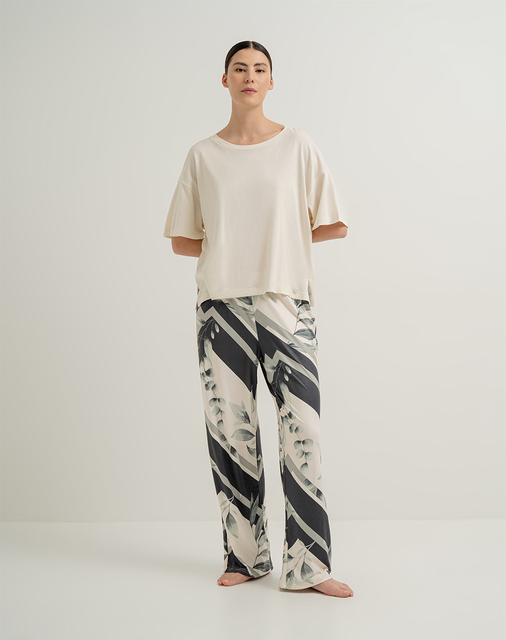Pantalón de pijama mujer verde estampado