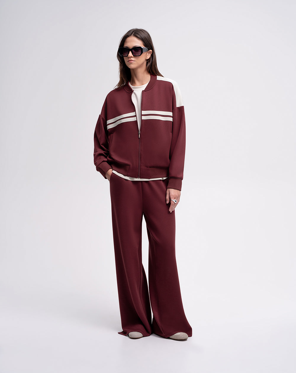 Chaqueta confort tacto suave vinotinto mujer