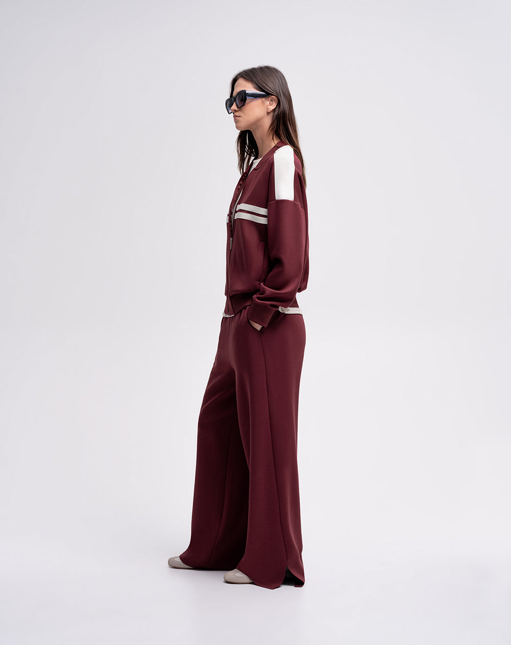 Chaqueta confort tacto suave vinotinto mujer