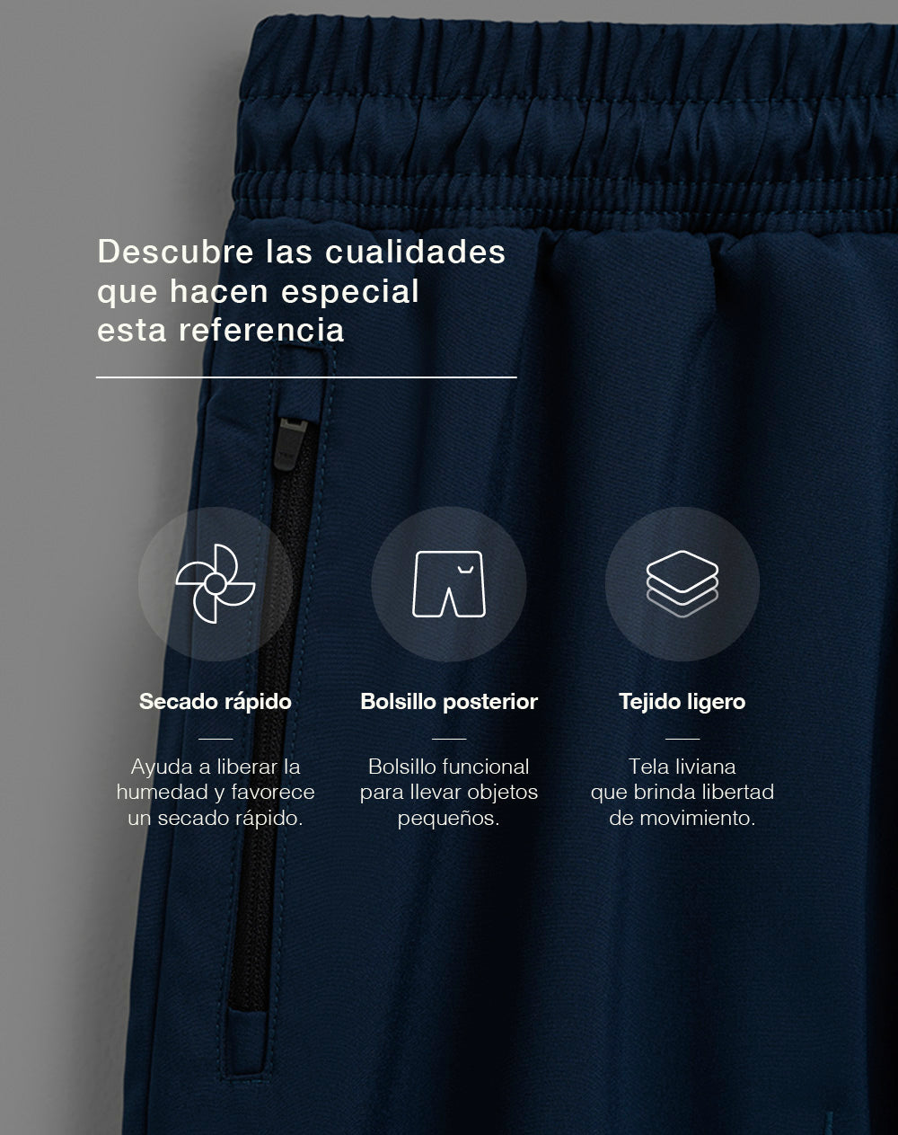 Pantalón deportivo secado rápido azul hombre