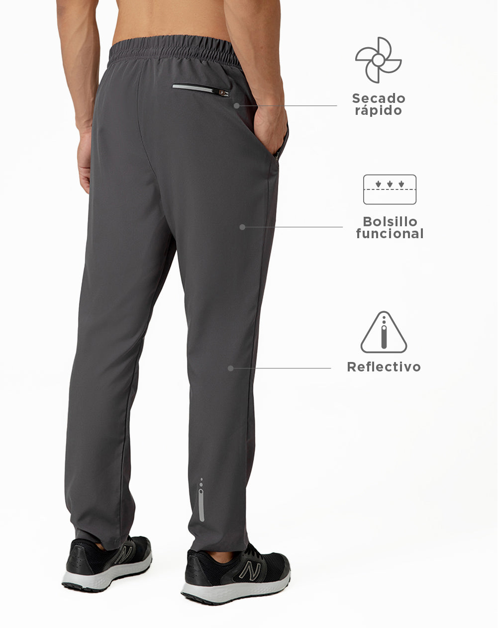 Pantalón deportivo cintura ajustable gris para hombre