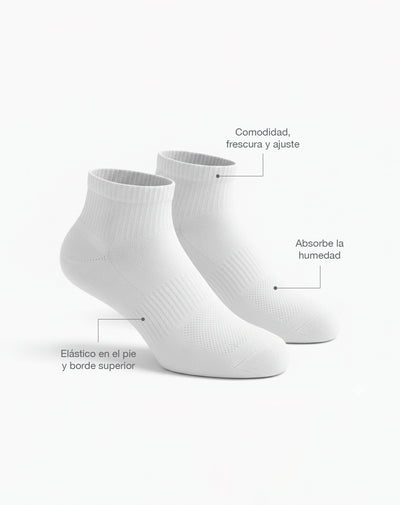 Medias deportivas mujer tobilleras algodón blancas