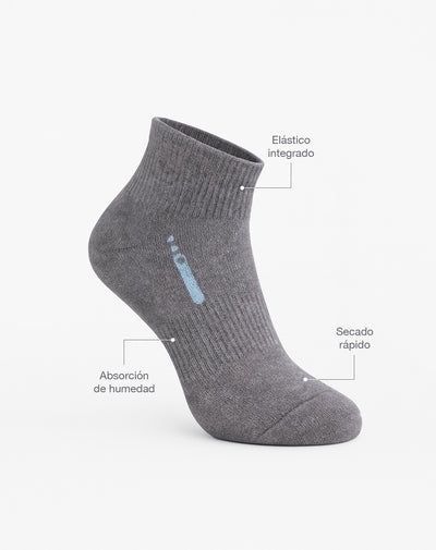Medias deportivas unisex tobilleras algodón grises