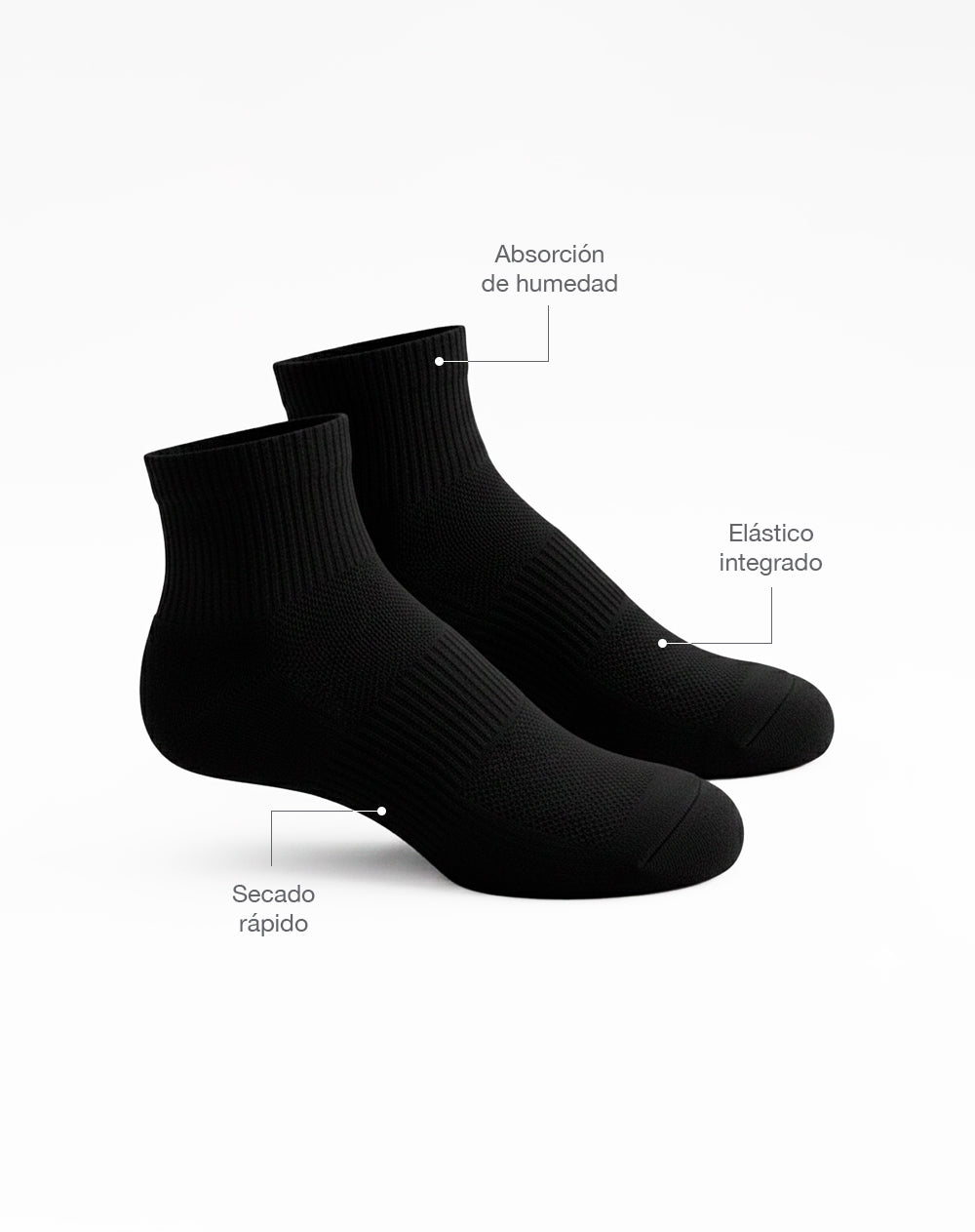 Medias deportivas mujer tobilleras algodón negras