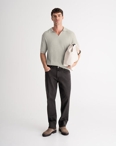 Jean tapered café hombre