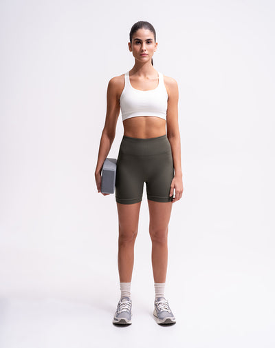 Biker deportivo seamless control abdomen verde mujer