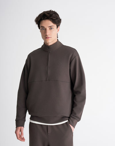 Buzo confort regular café hombre