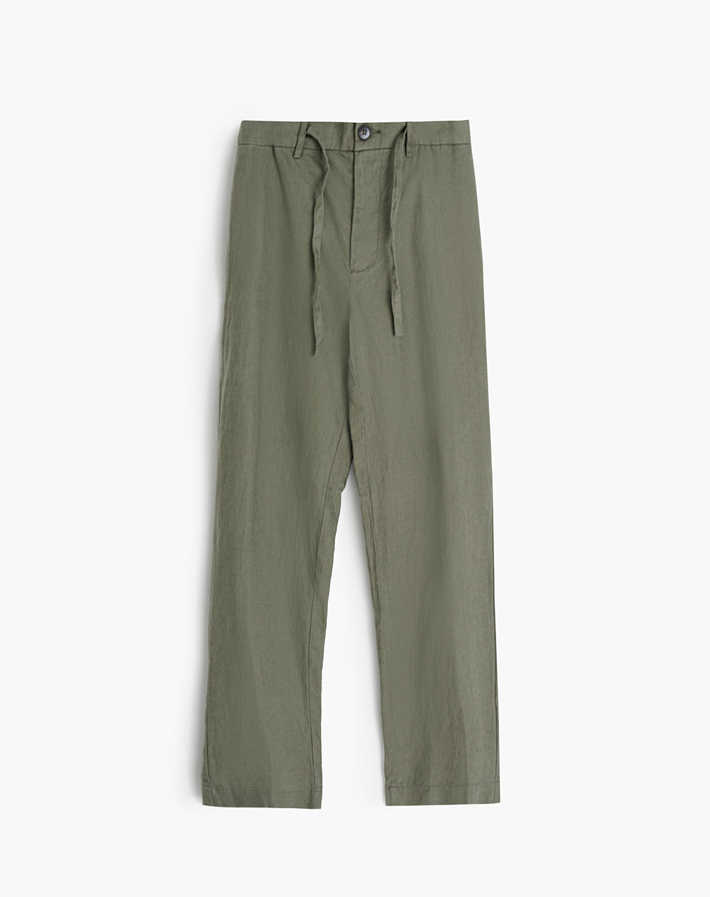 Pantalón regular fit tiro medio en lino verde