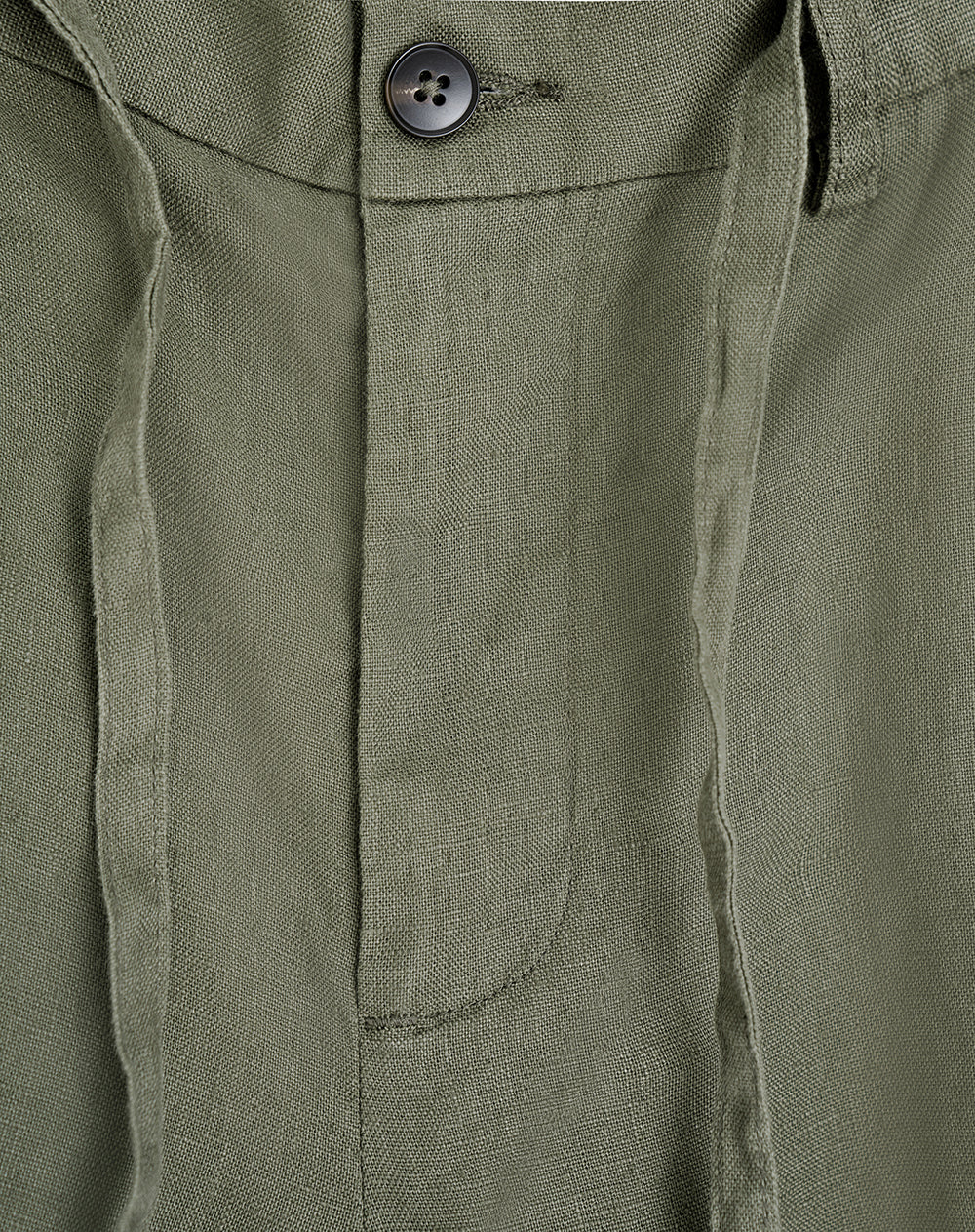 Pantalón regular fit tiro medio en lino verde