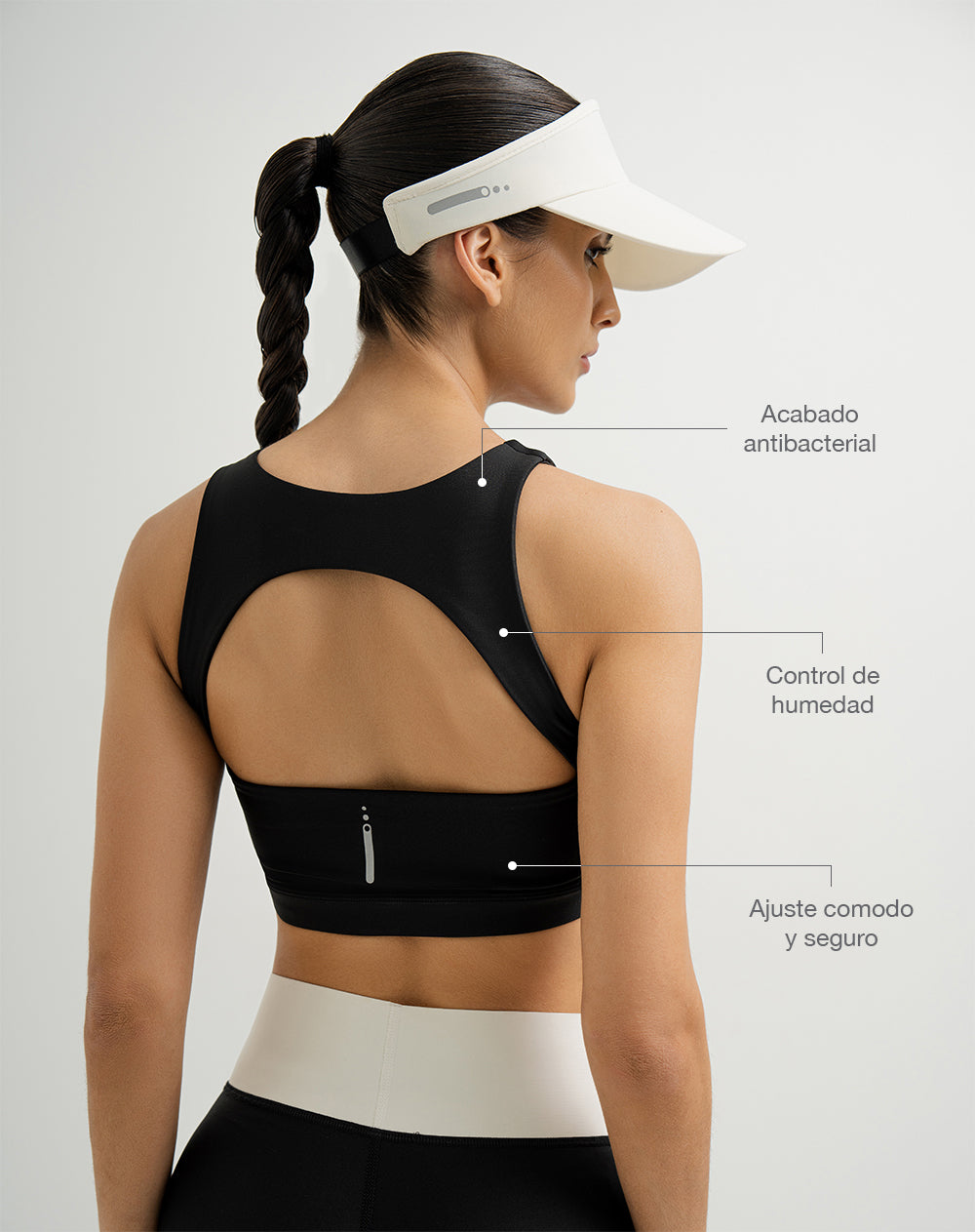 Top deportivo soporte medio control humedad negro