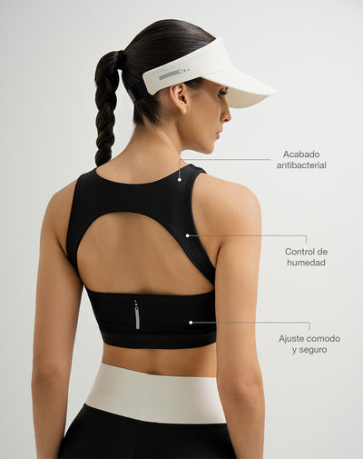 Top deportivo soporte medio control humedad negro