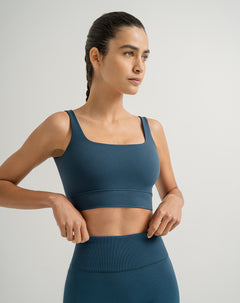 Top deportivo soporte medio seamless azul