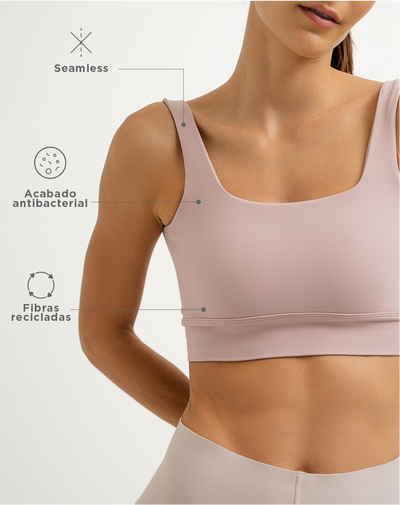 Top deportivo soporte medio seamless pocas costuras palo de rosa