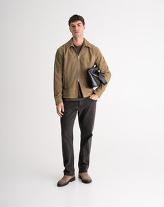 Chaqueta regular suede café hombre