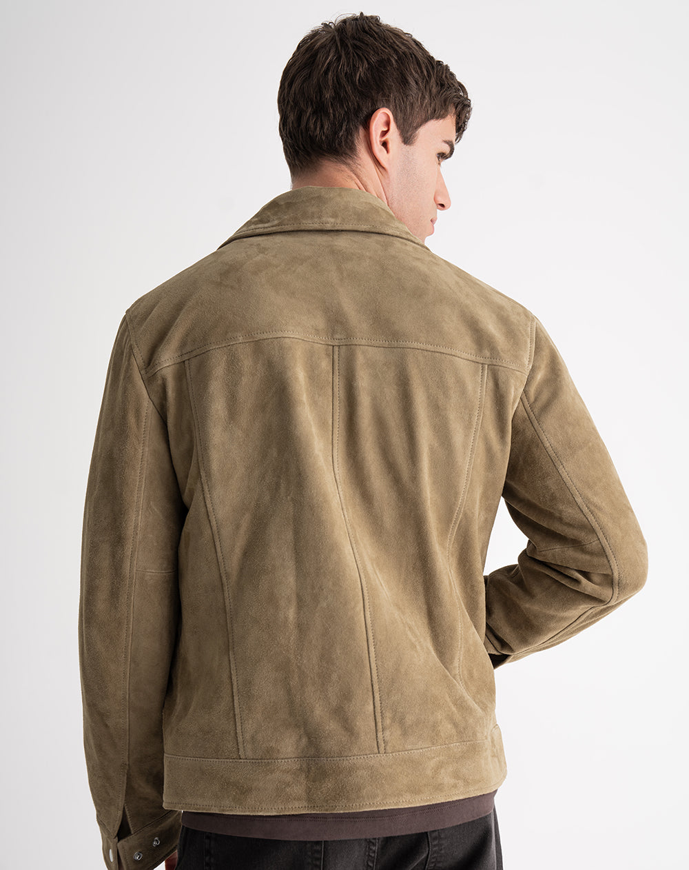 Chaqueta regular fit sin capucha café