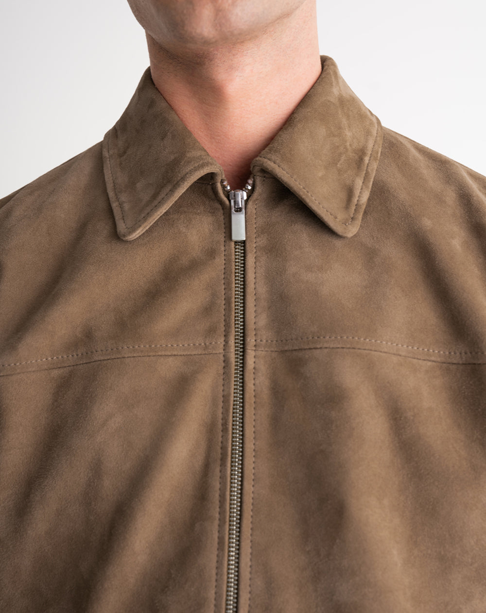 Chaqueta regular cuero café hombre