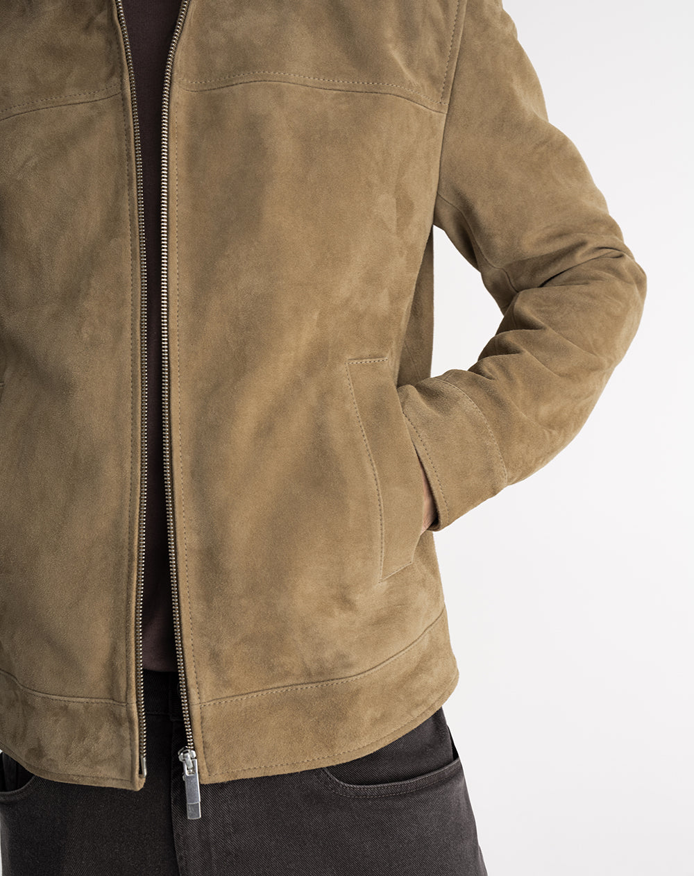 Chaqueta regular fit sin capucha café