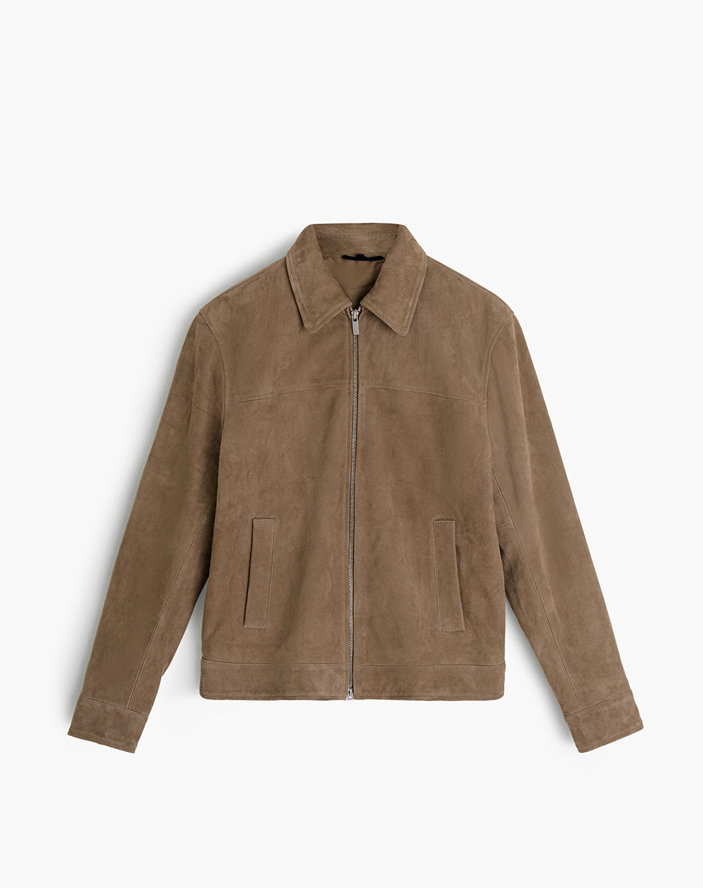 Chaqueta regular cuero café hombre