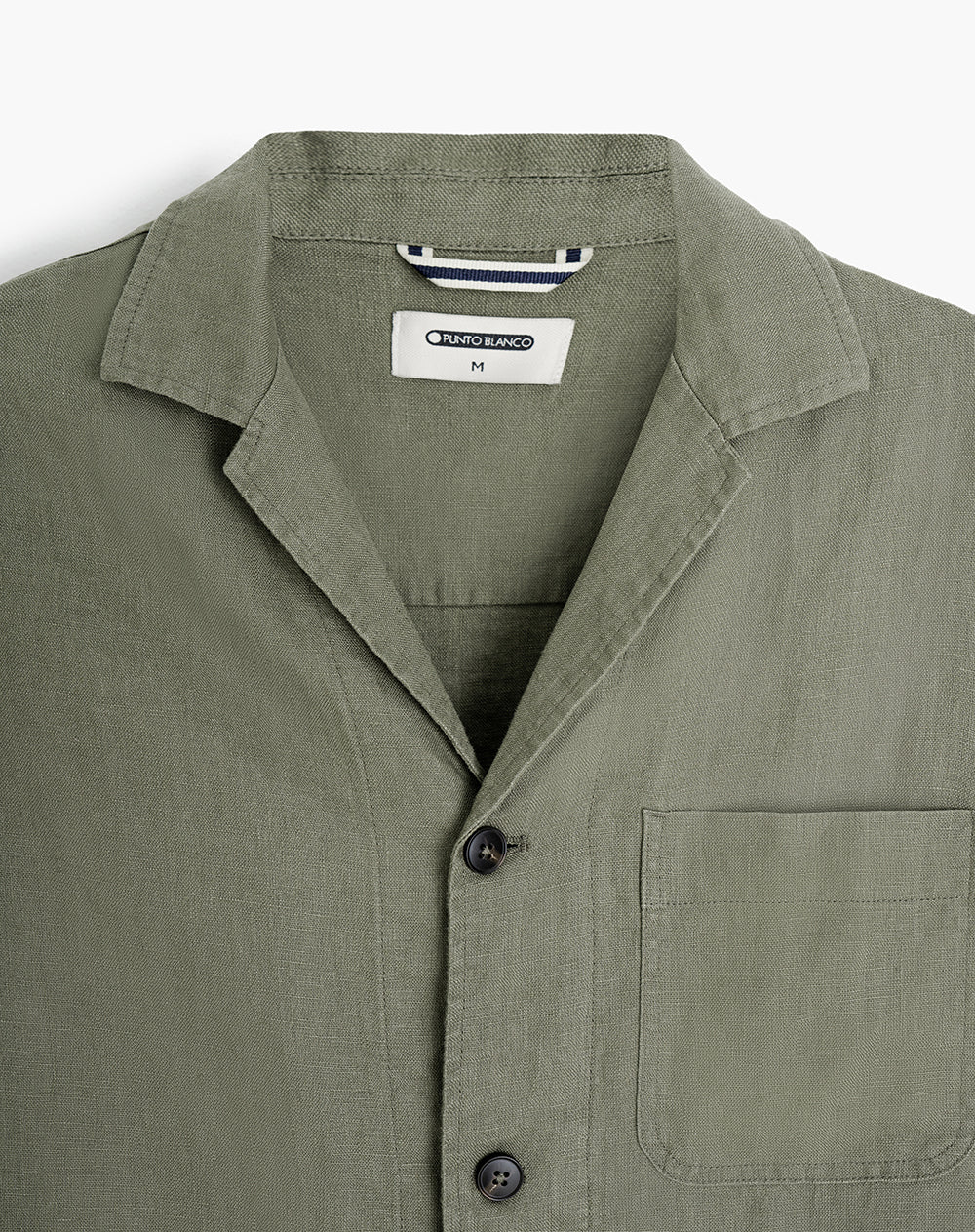 Camisa manga larga regular lino verde hombre