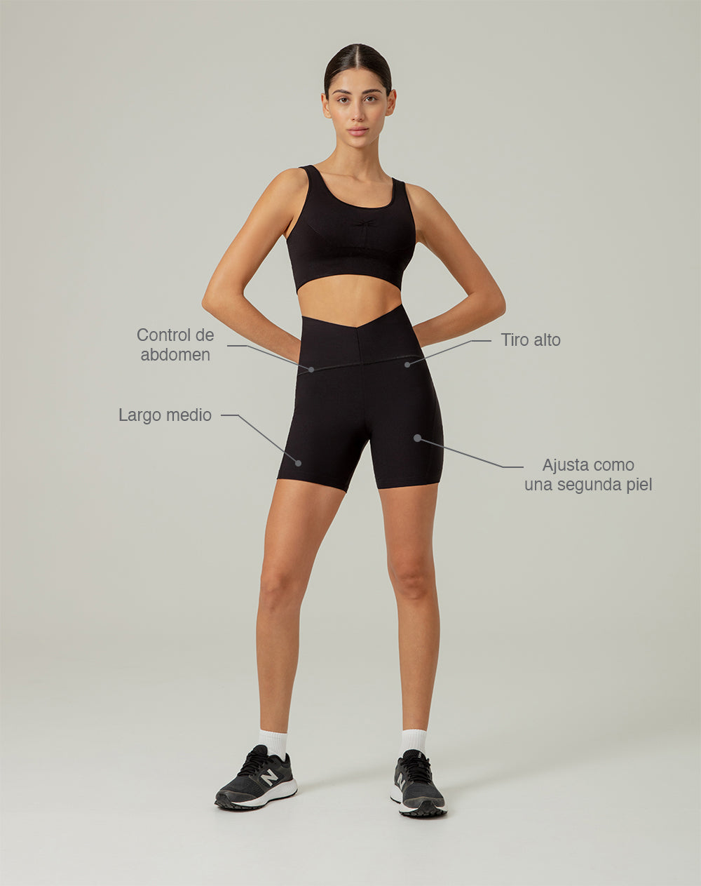 Biker deportivo control abdomen negro para mujer