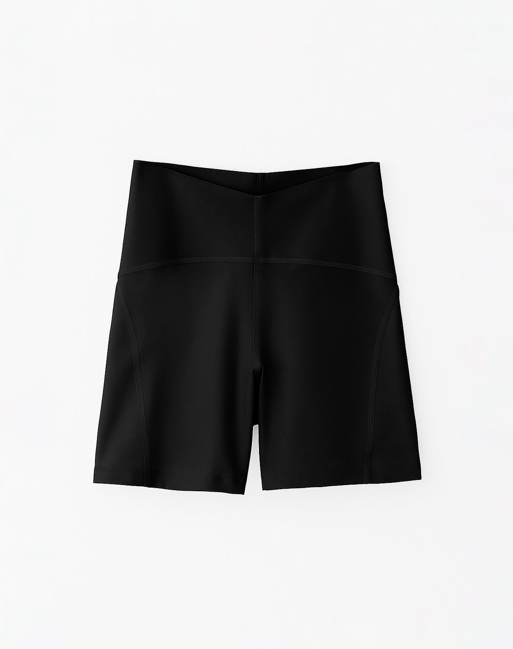 Biker deportivo tiro alto control abdomen negro mujer