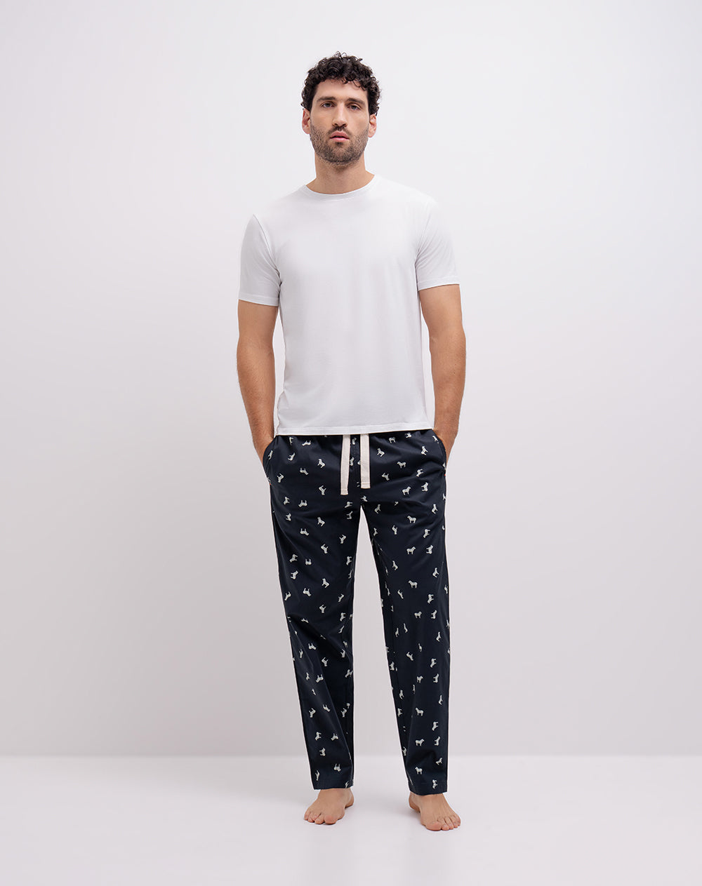 Pantalón de pijama algodón estampado hombre
