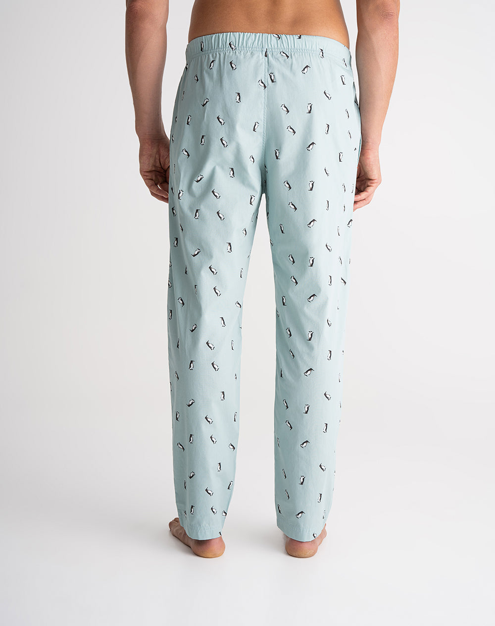 Pantalón regular fit tiro medio azul estampado