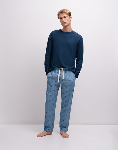 Pantalón de pijama algodón estampado hombre