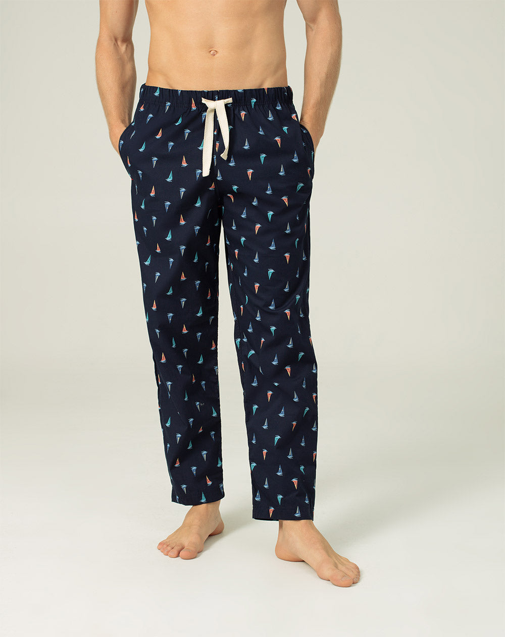 Pantalón de pijama hombre algodón largo azul estampado